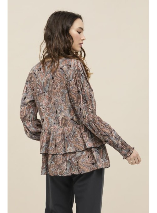 Blusa Nekane, estampada con volantes. Ailanthus