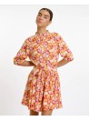 Vestido ArtLove, estampado en tonos naranjas. Leah