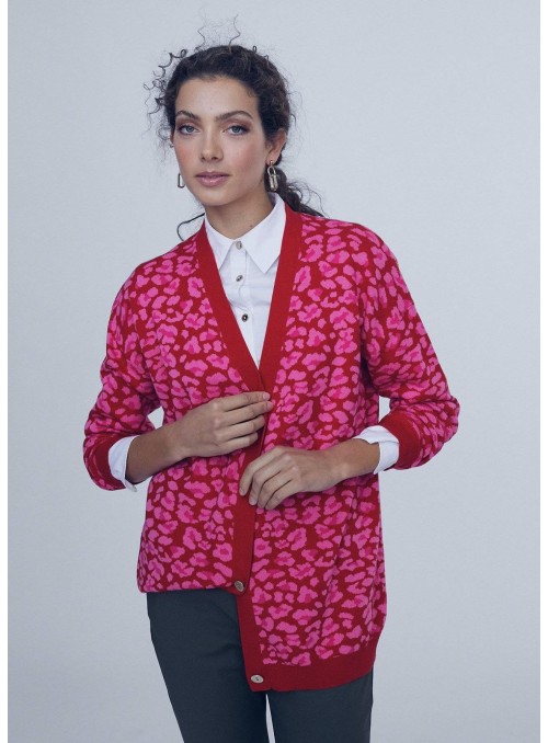 Cardigan Lola Casademunt. estampado rosa/ rojo 12461018