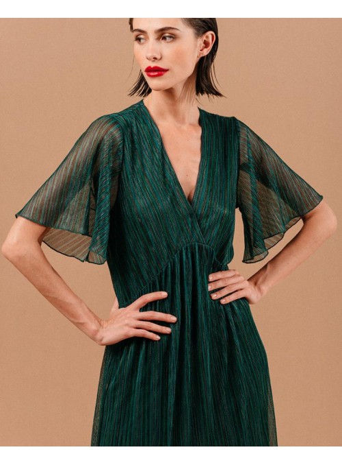 Vestido Grace & Mila, de gasa brillante en verde. Lise