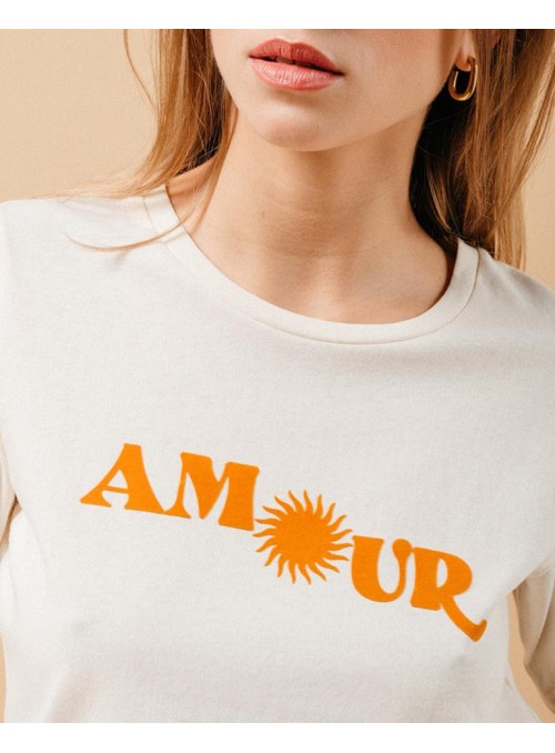 Camiseta Grace &amp; Mila, de algodón en beige. Amour. Marisol