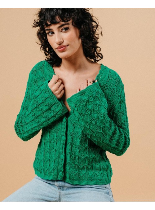 Cardigan Grace & Mila, de algodón en verde. Maeva