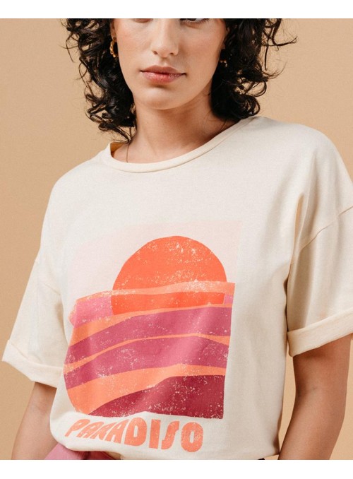 Camiseta Grace &amp; Mila, de algodon con print paradiso. Mendoza
