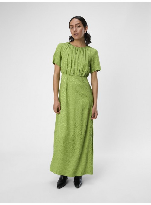 Vestido Object, de tejido brocado en verde. 23044100 Objosani