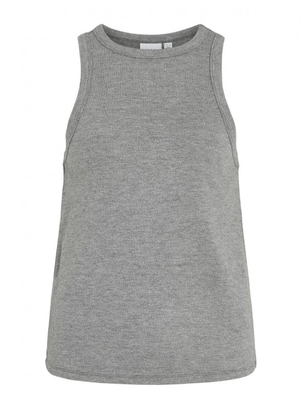 Tank top de Vila, en canalé gris con brillo. 14103219 Virsula