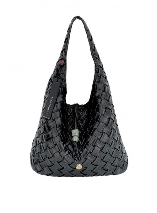 Bolso Martina K, trenzado en negro. 7211