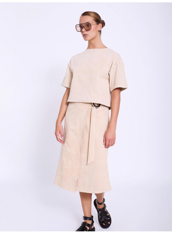 Blusa Skatiem de antelina troquelada. S05B120