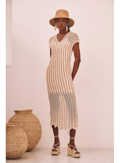 Vestido Nekane, de punto canalè en manga corta. Alaska