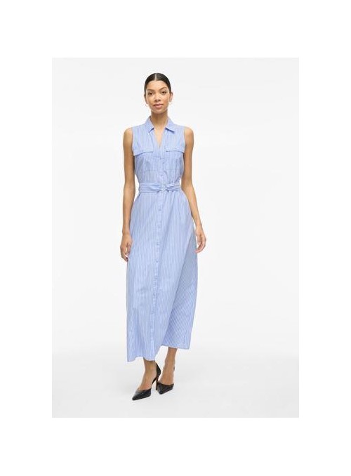 Vestido Vila, de mil rayas en celeste. 14109334 Vistriped