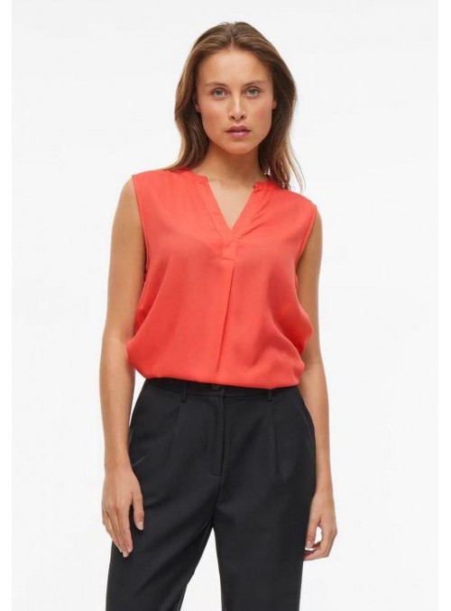 Blusa Vila, sin mangas y escote en pico. 14101662 Virosa