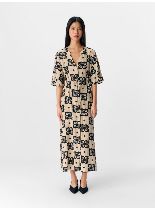 Vestido Object, estampado beige y negro. 23046477 Objella