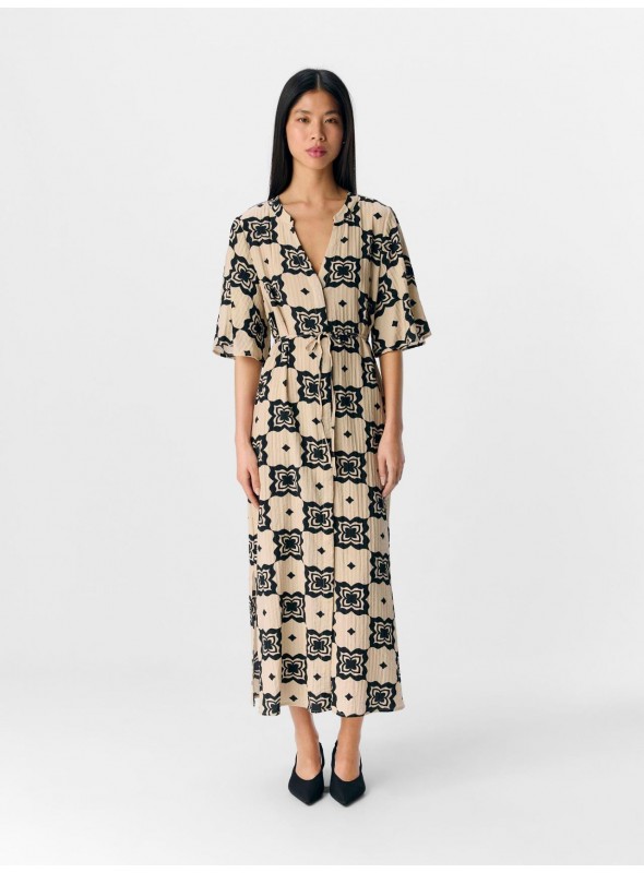 Vestido Object, estampado beige y negro. 23046477 Objella