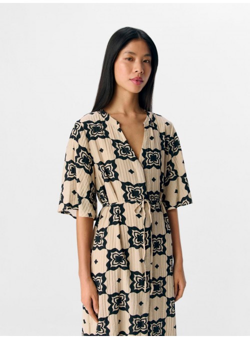 Vestido Object, estampado beige y negro. 23046477 Objella