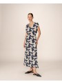 Vestido Grace & Mila, de tejido estampado en beige y marino. Pensee