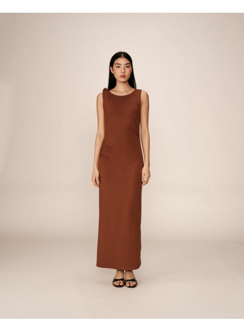 Vestido Grace &amp; Mila, de tirantes en marròn. Pistache
