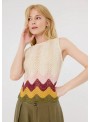 Top Art Love, de crochet biege. Claudie