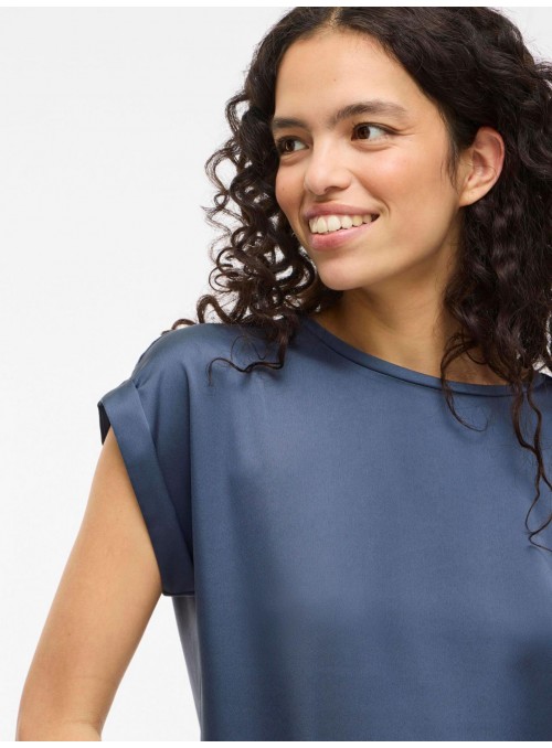 Camiseta Vila, de raso con cuello redondo. 14059563 Viellette