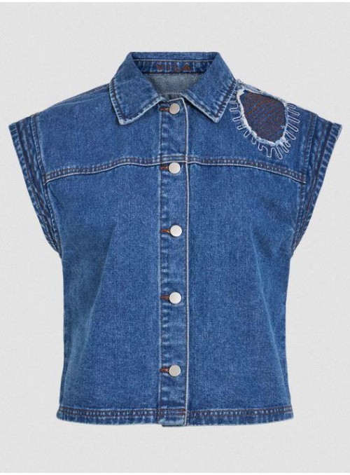 Chaleco Vila, vaquero con detalles de patchwork. 14109197 Vismirina