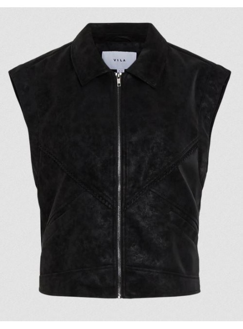 Chaleco Vila, de ecopipel en negro. 14108998 Vipulina
