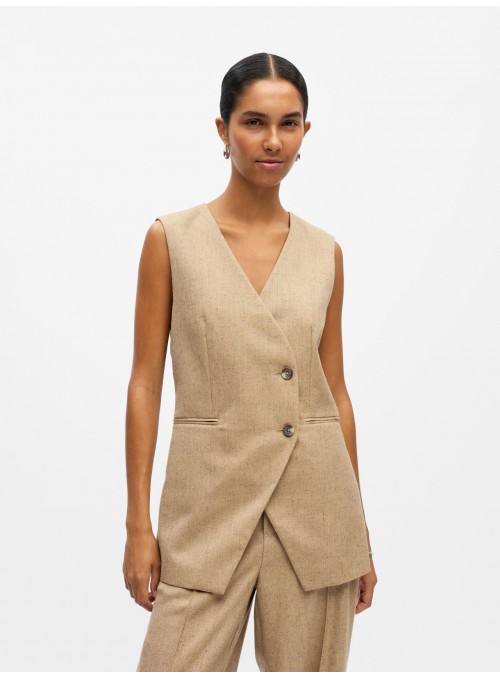 Chaleco Object, cruzado en beige. 23047347 Objbea