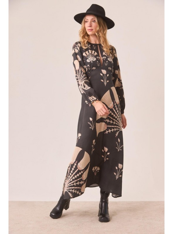 Vestido Nekane, de raso estampado. Mizar