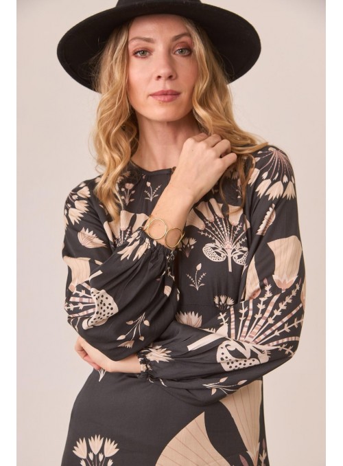 Vestido Nekane, de raso estampado. Mizar