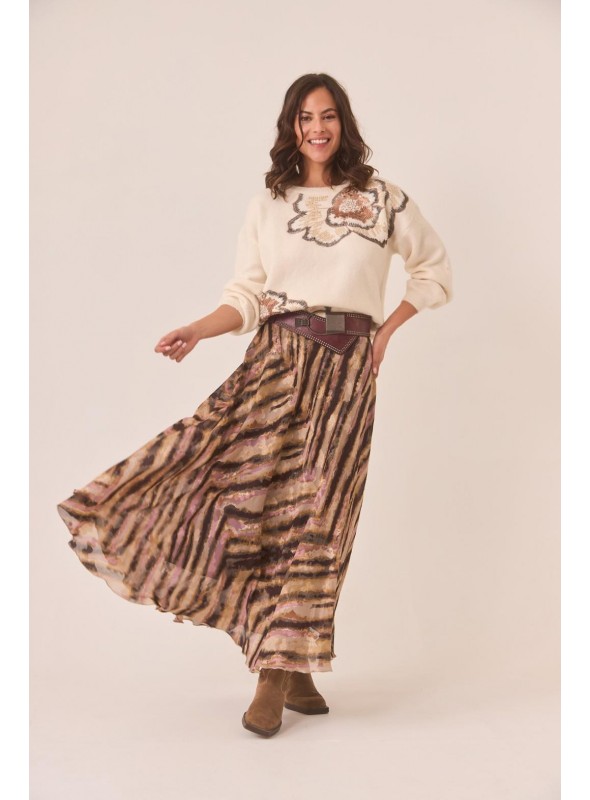 Falda Nekane, de tejido estampado. Petalia