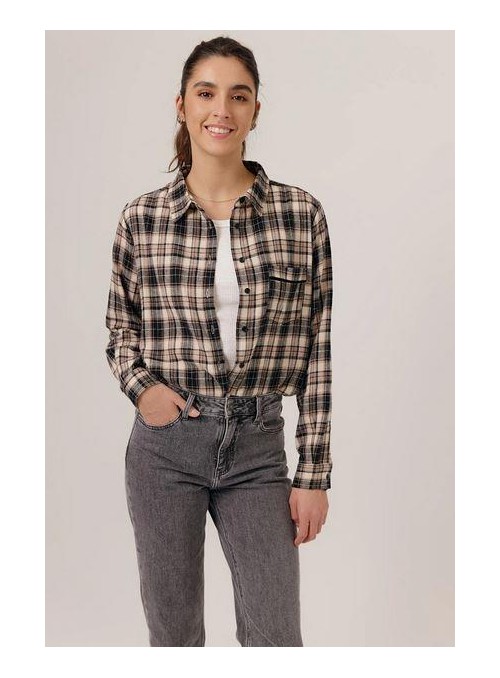 Camisa Atr Love, de cuadros en tonos grises. Arwa