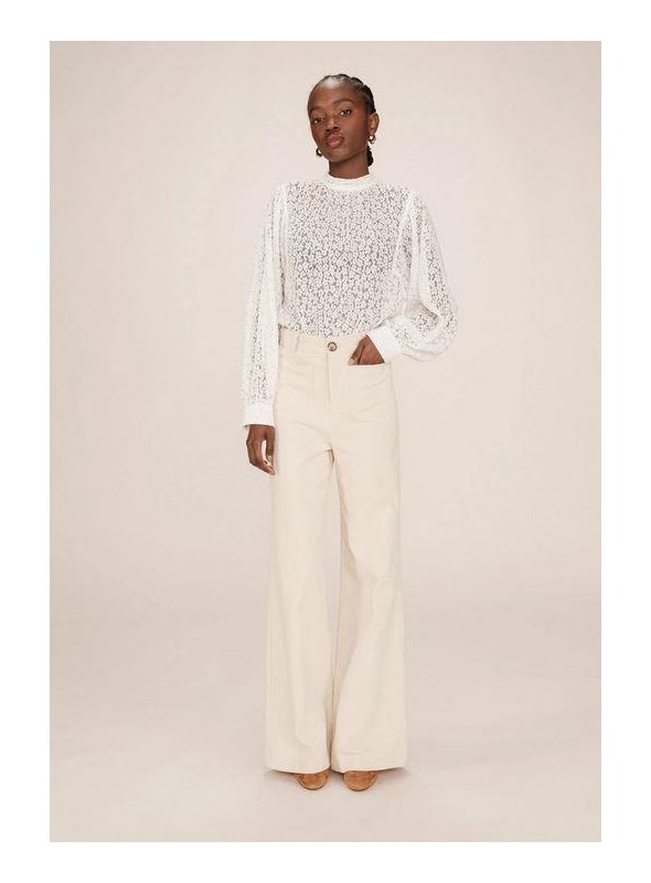 Pantalón Grace & Mila, de pana en beige. Samba