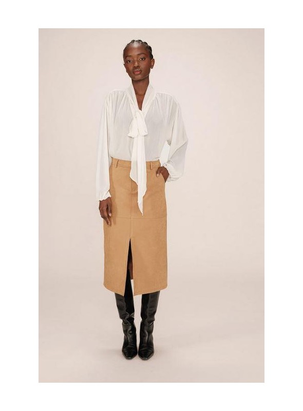 Falda Grace & Mila. de ecopiel en beige. Sorry