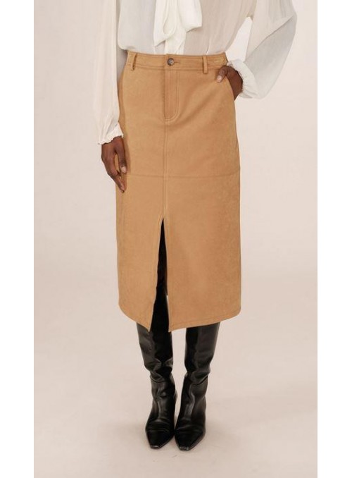 Falda Grace &amp; Mila. de ecopiel en beige. Sorry