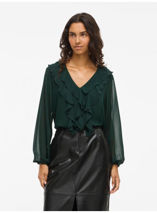 Blusa Vila, de gasa con volantes. 14114604 Viane