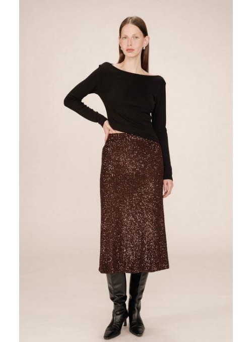 Falda Grace & Mila, de lentejuelas en marròn. Tailana