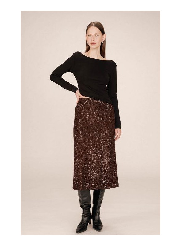 Falda Grace & Mila, de lentejuelas en marròn. Tailana