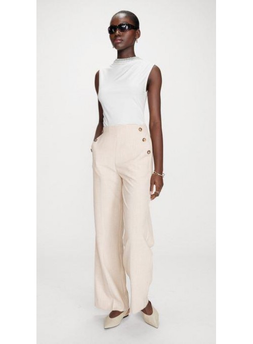 Pantalón Grace &amp; Mila, con botones en beige. Valigny