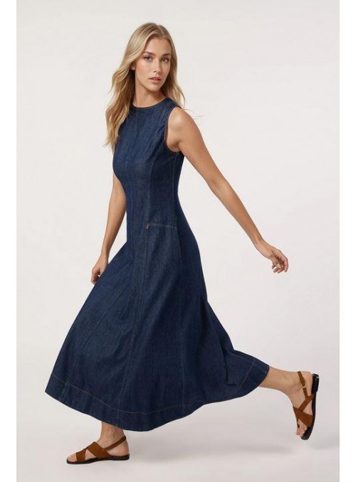 Vestido Dolores Promesas, vaquero. Pinos