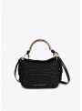 Bolso Lola Casademunt, de rafia en negro. LS2604054