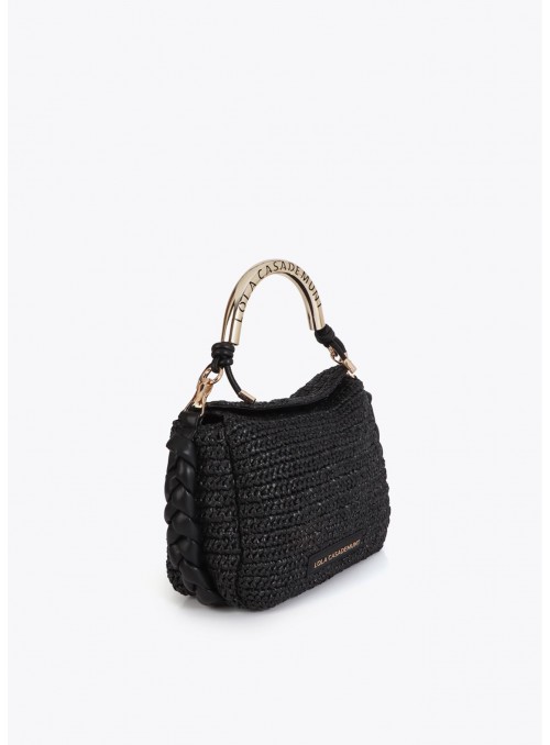 Bolso Lola Casademunt, de rafia en negro. LS2604054