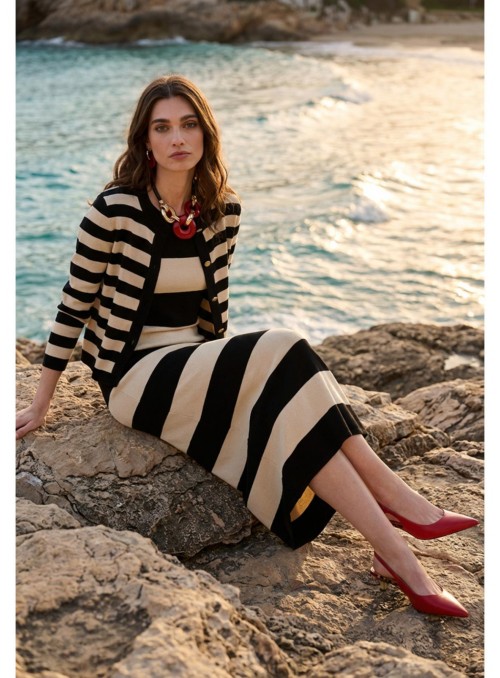 Vestido Lola Casademunt, de punto con franjas, LS2616156