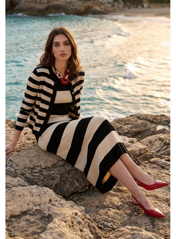 Vestido Lola Casademunt, de punto con franjas, LS2616156