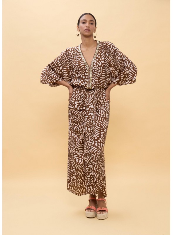 Kaftan Lola Casademunt, largo con bordados. LS2616031