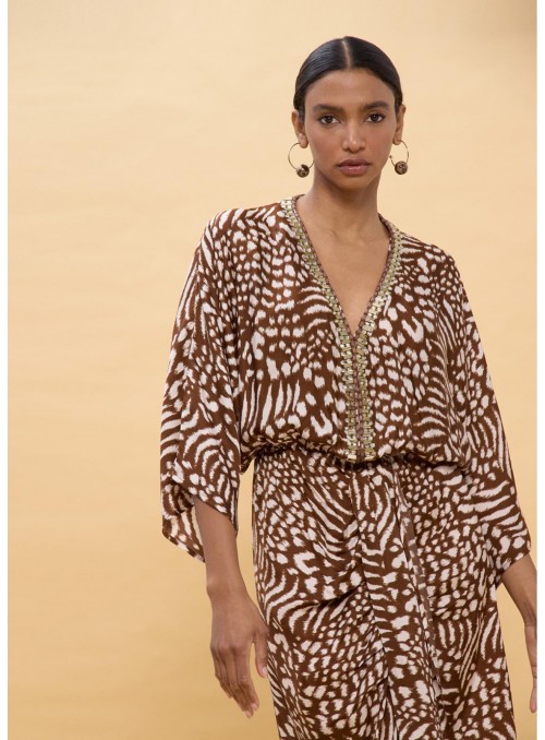 Kaftan Lola Casademunt, largo con bordados. LS2616031