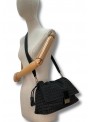 Bolso rafia Martina K, trenzado en negro. 25025