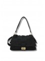 Bolso rafia Martina K, trenzado en negro. 25025