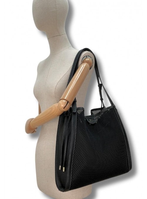 Shoping Martina K, de rejilla en negro. 25401