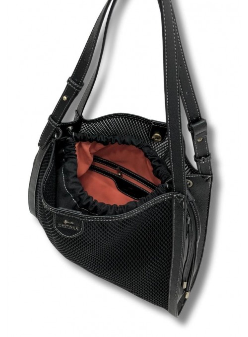 Shoping Martina K, de rejilla en negro. 25401