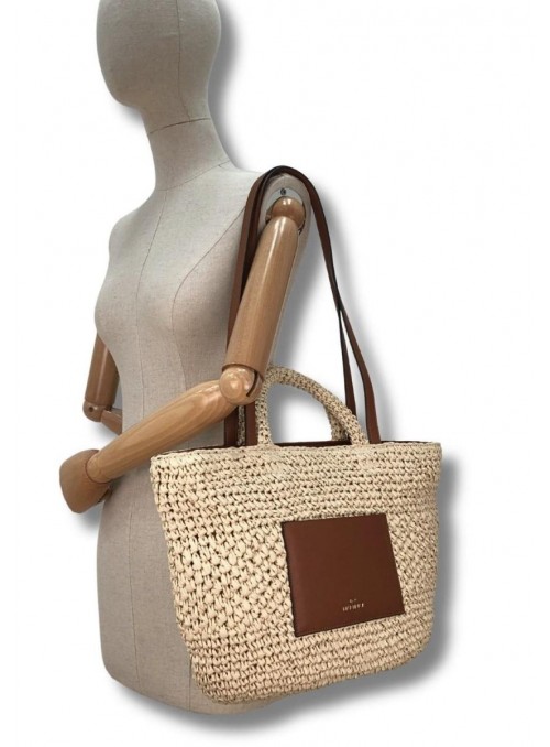 Shoping Martina K, de rafia con doble asa. 8605