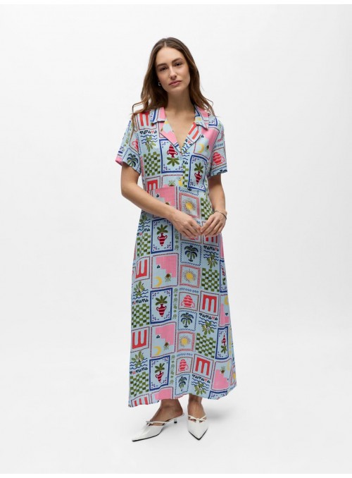 Vestido Object, estampado en azul. 23048757 Objedie