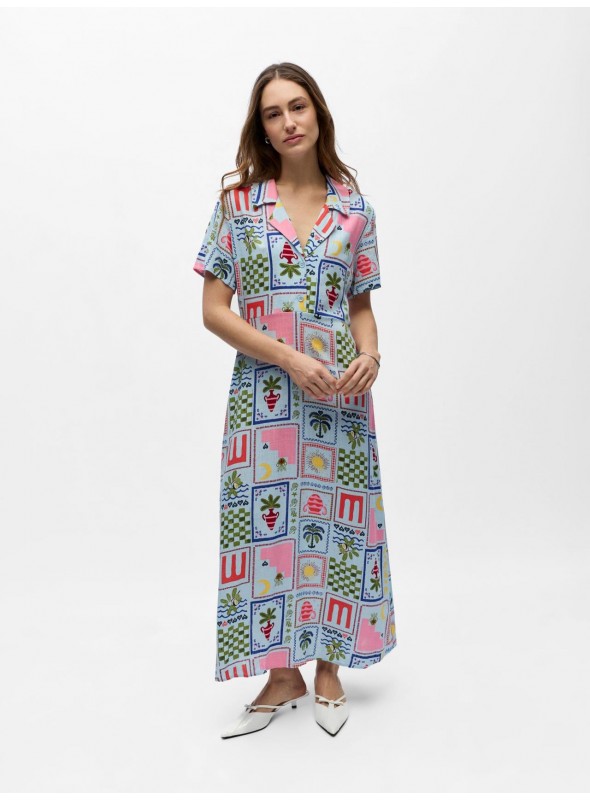 Vestido Object, estampado en azul. 23048757 Objedie