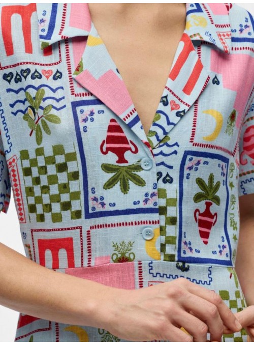 Vestido Object, estampado en azul. 23048757 Objedie
